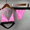 رسالة أنيقة طباعة Bikini Triangle Tie Beachwear Designer Wide Bikinis Women Women Intelder Weach 9663159