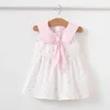 2021新しい女の子の花のスカート1-3歳の赤ちゃんプリントかわいい王女のドレスネイビス襟子供のドレスG1215