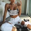 Женщины Camis Spaghetti Ремешок Скелет Череп Рука Печать Сексуальные Cami Crop Top Camouflage Tains Tops