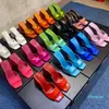 Designer Hausschuhe abnormale Fersen Sexy Frauen Sandalen Helle Farben Orange Echtes Leder Schuhe Große Größe 35-43 High Heeled