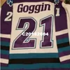 Vintage Orlando Solar Bears Ice #21 Connor Goggin Hockey Jersey 자수 스티치 또는 사용자 정의 이름 또는 번호 레트로 저지