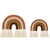 Decoratieve objecten beeldjes dropship 5 lagen nordic macrame regenboog muur decor voor slaapkamer kwekerij baby kinderkamers kleurrijke wandtapijt