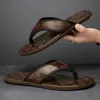 Luxury brand men's flip flops high quality leather summer outdoor soft bottom comfortable leisure beach sandals 40-45 yards