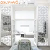 Pegatinas de pared creativas 3D, diseño de cuadrilátero geométrico, pegatina de espejo acrílico, sala de estar, dormitorio, porche, TV, decoración de pared de fondo 220309