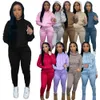 Kobiety Odzież Bluza Kartuar Solidna Dwuczęściowy Zestaw Aksamitny Sportowy Garnitur Casual Kieszenie Bawełniane Mieszanki Swetry Jogger Sets