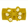 Baby Girl Headband Big Bow Daisy Flower Headband Elastic Nyfödd Turban Solid Wide Head Wrap Spädbarn Huvudbonader Hårtillbehör 12 färger BT6581