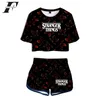 Kpop Stranger Things D Print Two Pieces sets Women Horror TV series Stranger Thing tracksuit Harajuku shorts Clothes X0428