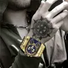 Marca Oulm Relógios de Quartzo Masculino Militar Relógio de Pulso À Prova D' Água Luxo Ouro Aço Inoxidável Relógio Masculino Relogio Masculino 211013