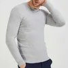 2021 캐주얼 슬림 피트 풀오버 남자 스웨터 솔리드 탄성 얇은 O- 넥 스웨터 망가 겨울 속옷 니트 저지 회색 Y0907