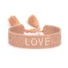 Woven Friendship Bracelet Fabric Canvas Bracelets with Embroidery Lucky Saying Jewelry Gift For Women Men Teens Mom281S