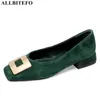 ALLBITEFO marchio di moda in vera pelle tacchi spessi ufficio scarpe da donna punta quadrata donna scarpe tacco alto primavera donna tacchi 210611