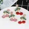 Fashion Sweet Pendant Girl Gift Korean Jewelry Cherry Fruit Simple Crystal Earrings For Women Dangle Earrings