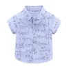 Mudkingdom Summer Boys Dress Shirt with Saying Short Sleeve Solid Lettered Print Turn Down Collar Clothes 210615