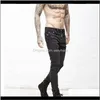 Męska odzież odzież Drop Dostawa 2021 Pantalon Slim Ripped Jean Homme Moda Pantalones Hip Hop Plised Tejanos De Hombre Skinny Biker Je