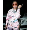 Menina legal Mulheres Rosa Roupas Carta Impresso Hoodies Moletom e Calças Sweatpants 2 Parte Outfits K-Pop Style Streetwear 210525