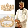 Clip per capelli Barrettes barocche Vintage Royal King Crown for Men Full Round Sliver Big Gold Tiara