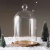 Clear Vases Glass Flower Display Cloche Bell Jar Dome Immortal Preservation with Wooden Base Flower Glass Cover Home Decor 210409