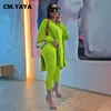 CM.YAYA Active Sweatsuit Two 2 Piece Set pour femmes Automne Hiver Fitness Outfits Flare Sleeve Tops + Pantalon Set Street Survêtement 210929