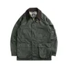 남성용 클래식 왁스 면화 자켓 코트 올리브 그린 슬림 피트 남자 재킷