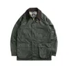 Classic Waxed Cotton Jacket Coat For Men Olive Green Slim Fit Men's Jackets