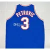 Nikivip Drazen Petrovic #3 Tune Squad Space Jam Film Retro Basketball Jersey Mens genaaid op maat gemaakte nummersnaam Jerseys