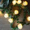Strängar Rose Rattan Festoon Fairy Lights LED String Christmas Garlands Light Tree Decorations Årsdekor
