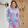 Tie Dye Lounge Sports Wear 2 Piece Set Outfits Tracksuit Fitness Pants And Hoodies Top Set Women Pijama Verano Mujer Home Cloth 210521