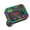 Kit per auto Bluetooth Caricatore per telefono Vivavoce Conversazione wireless Trasmettitore FM 5.0 Adattatore USB con luce ambientale colorata Display a LED Lettore musicale audio MP3