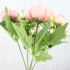 Rose Flower Silk Peony Artificial Flowers 5 Heads Bouquet Fake Flowers for Home Wedding Party Decoration Office Indoor