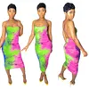 Kobiety Casual Dresses Multicolor Tie-barwnik Drukuj Mid-Długość Backless Dress Expert Design Quality Najnowsze styl oryginalny status