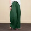 Women Spring Summer Solid Cotton Linen Wide Leg Pants Casual High Waist Palazzo Loose Pocket Trouser Long Pantalon Plus Size 5XL 210526