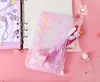 Creative A5 A6 PVC bolsa de notebook bolso com furos glitter plástico embalagem de plástico 6 anel folha solta filofax zíper envelopes bult-in flocos