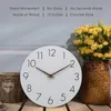 Wall Clocks 12 Inch Wooden Clock Frameless With Silent Quartz Movement Modern Style White Decorative Home Kitchen