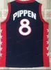 Scottie Pippen Basketbol Forması Erkekler All Ed Blue White Formaları Boyut S-XL XXL Gömlekler