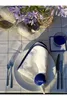 Natural guardanapo de linho conjunto branco bordas marinho azul quarto de quarteto macio e confortável reusável mesa perfeita guardanapos / cinza