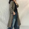 Printemps Automne Arts Style Femmes Lâche Rayé Long Trench-Coat Simple Boutonnage Coton Lin Vintage Manteaux Femme M310 210512