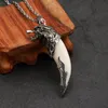 Halloween cadeau wolf dent hommes pendentif hommes colliers chanceux bijoux classique de loup head amulette punk cuir corde corde collier de mode
