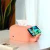 Vävnadsboxar Servetter Silikon Whale Box med telefonhållare Servett Dispenser Skrivbord Tillbehör Kök Badrum Hemmakontorslagring