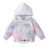 Ankomster Vinter Barn Casual Bomull Långärmad Tie-Dye Skriv ut Kanin Baby Girls eller Boys Hoodies 0-2T 210629