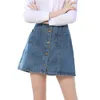 Женская джинсовая юбка с высокой талией A-Line Mini S однонациональные карманы Blue Jean Girls Jeans 210419