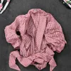 Białe koszule bluzki peplum blaty puff rękawy z paskiem talii bowtie v szyja duża wielkość damska moda ubrania blusas 210401