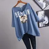 Sommer Korea Mode Frauen Batwing Ärmel Lose V-ausschnitt T-shirt Alle-matched Casual Baumwolle Druck Lange T-shirt Femme Tops s686 210512