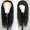 Moda Kinky Curly Headband Wig ICE Silk Hair Band Długi Kręcone Hair Cover Pałęki Peruki Syntetyczne Peruki Brak Tylko maszyna Peruki