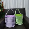 Klassieke Gingham Pasen-emmers Feestartikelen Seerersucker Blauw Roze Garen Gecontroleerde Paas-Tote Bag Easter-Egg Collecting Baskets Domil106-1510