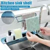 Kitchen Sink Drain Rack Creative PP Gel age Tableware Sponge Soap Drying Telescopic Holder Storage Basket 211112