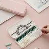 Beschermbare eenvoudige macaron plastic potlood kisten mat Waterbestendig potloden pen doos mini cosmetica organisator briefpapier opslagbox school jy0967