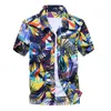 Męskie Letnia Moda Plaża Hawajska Koszula Marka Slim Fit Krótki Rękaw Koszulki Kwiatowe Koszulki Casual Wakacje Party Camisa Hawaiana 210708