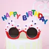 Party Decoration 6 SZTUK Happy Birthday Children Creative Po Dorosłych DJ Up Funny Okulary Rave Festival Akcesoria