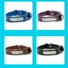 Rostfritt stål Lasergravering Iron Sheet Pu Pet Collars Anti-Lost Custom Dogs Tag Dog Collar