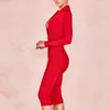 Summer Deep V Neck Women Bandage Dress Full Sleeves Celebrity Bodycon Dress Sexy Club Vestidos Evening Party Dresses 210826